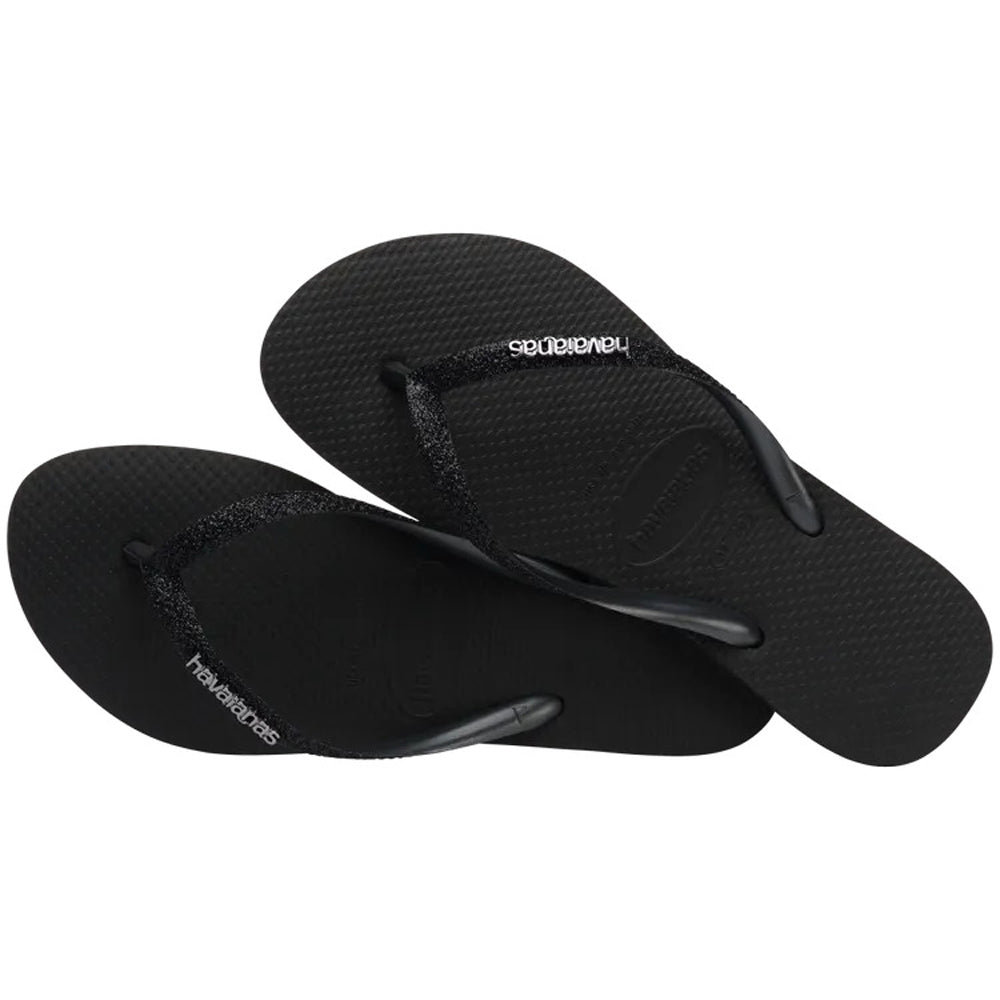 Havaianas Slim Glitter 2 Womens Sandal 1069-Black-Black 7