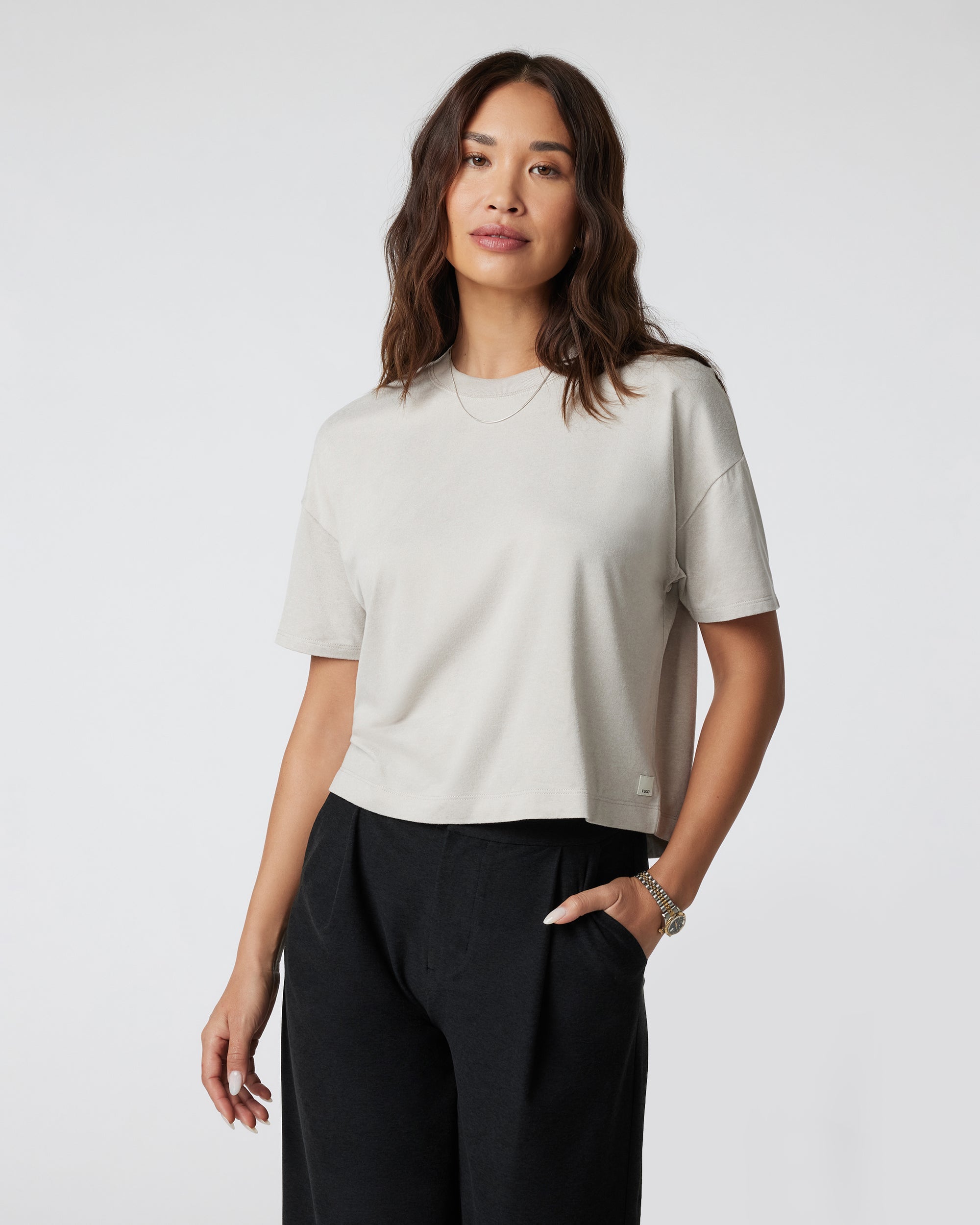 Vuori Women's Energy SS Tee HEE-EcruHeather L