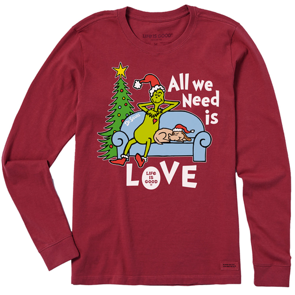 Life Is Good LS Crusher tee Grinch and Max W CraRed L