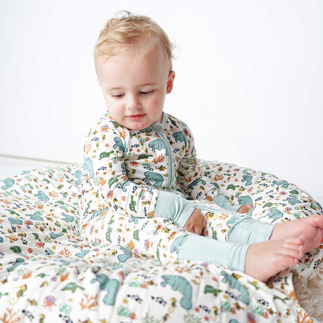 Emerson and Friends Convertible Baby Pajamas Manatee 3-6M