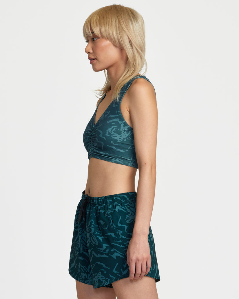 RVCA VA Essentials Womens HIgh Waisted Yogger Short GGV6 L