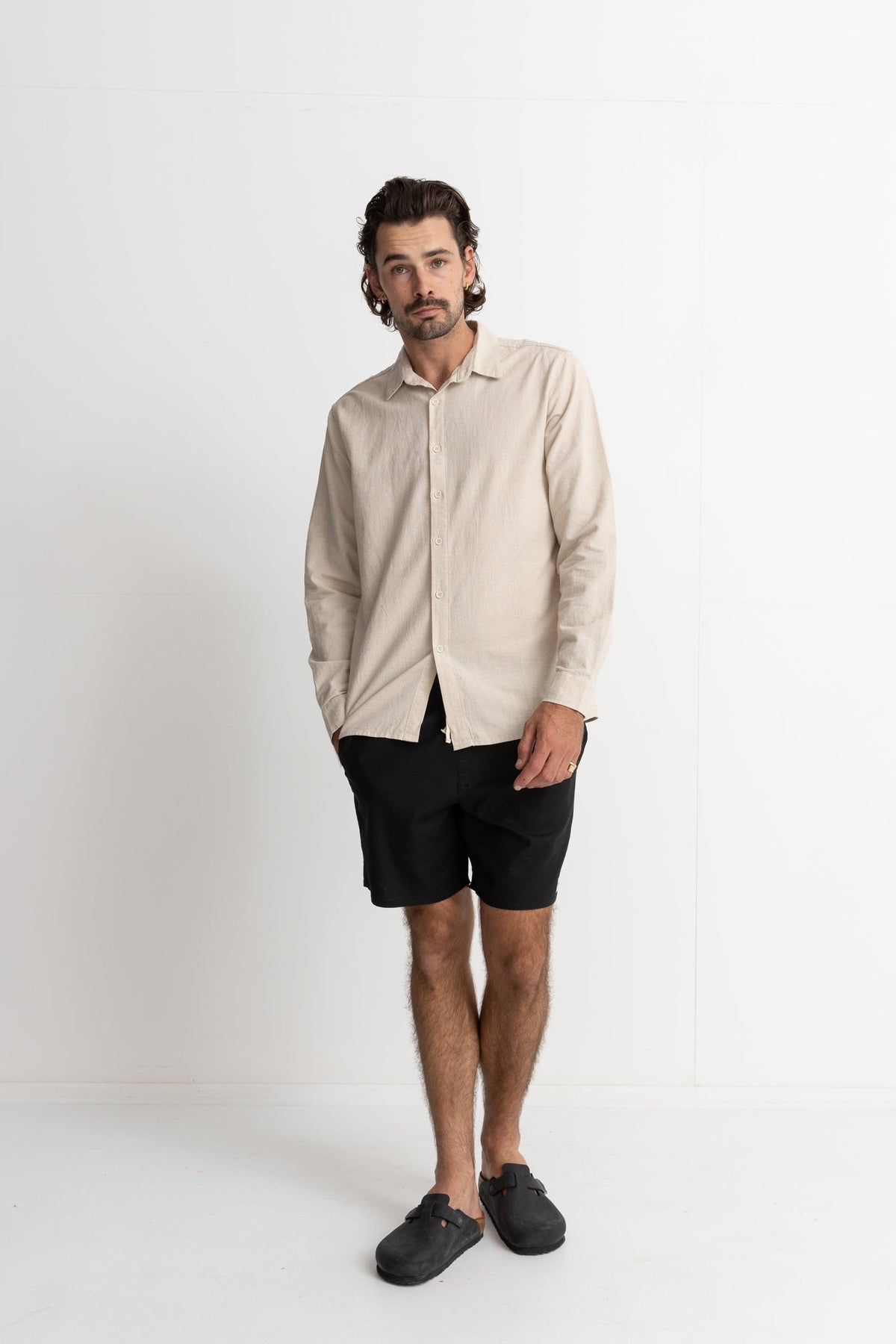 Rhythm Classic Linen LS Shirt SAN S