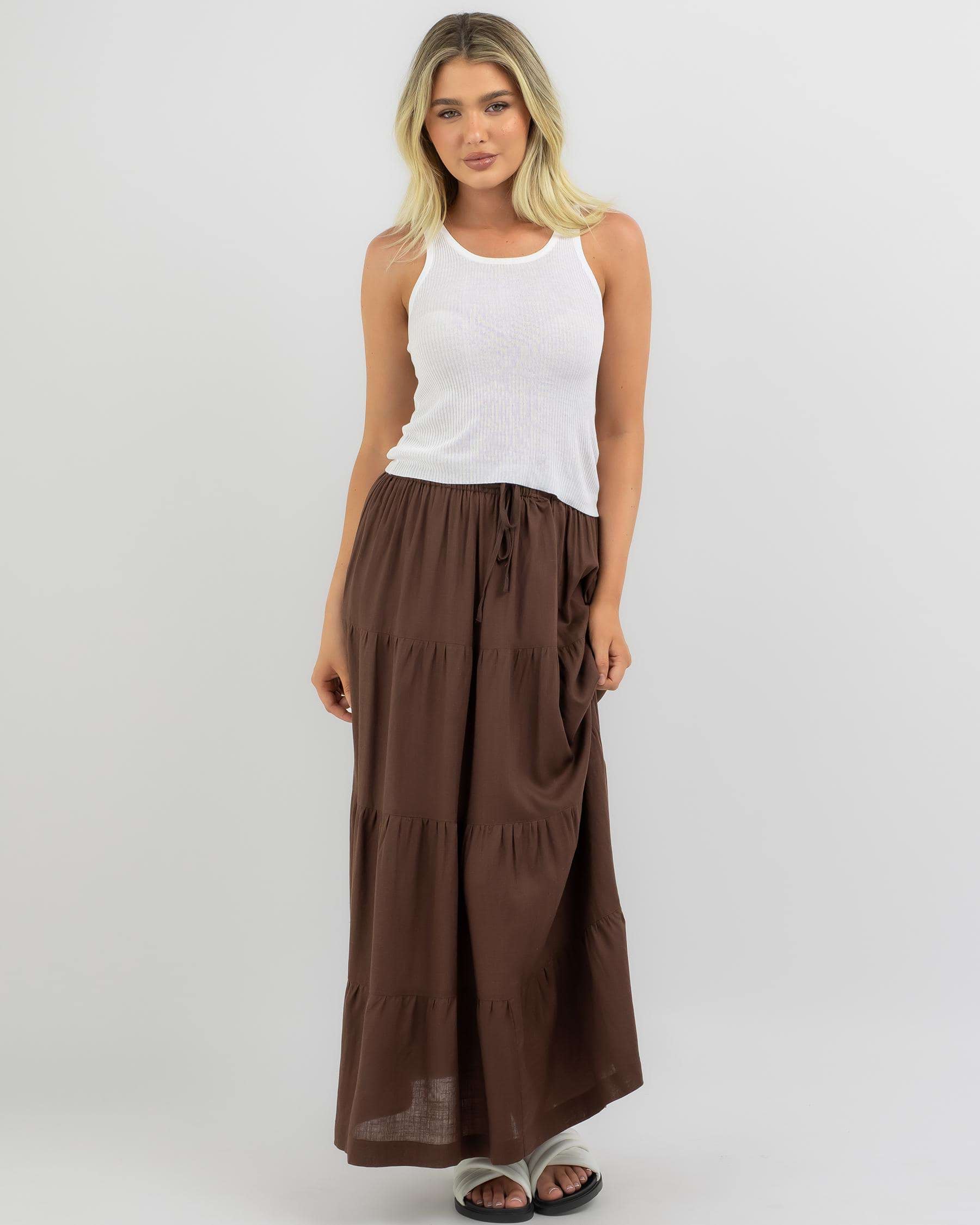 Rhythm Classic Tiered Maxi Skirt CHO 1XS