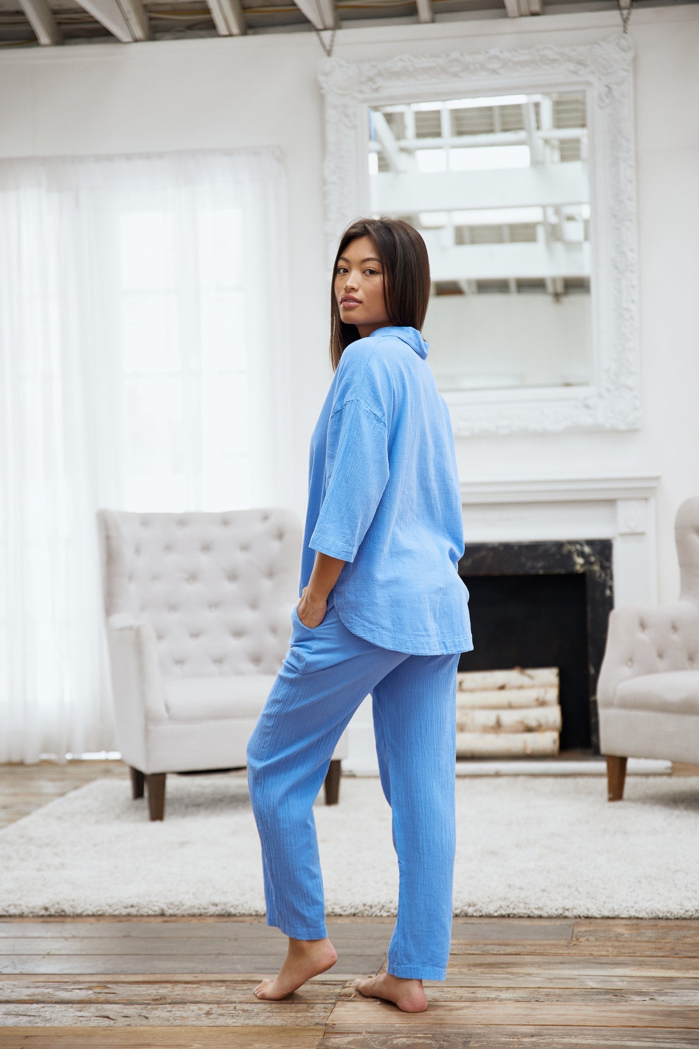 Blanco Oversized Three Quarter Top Azure L