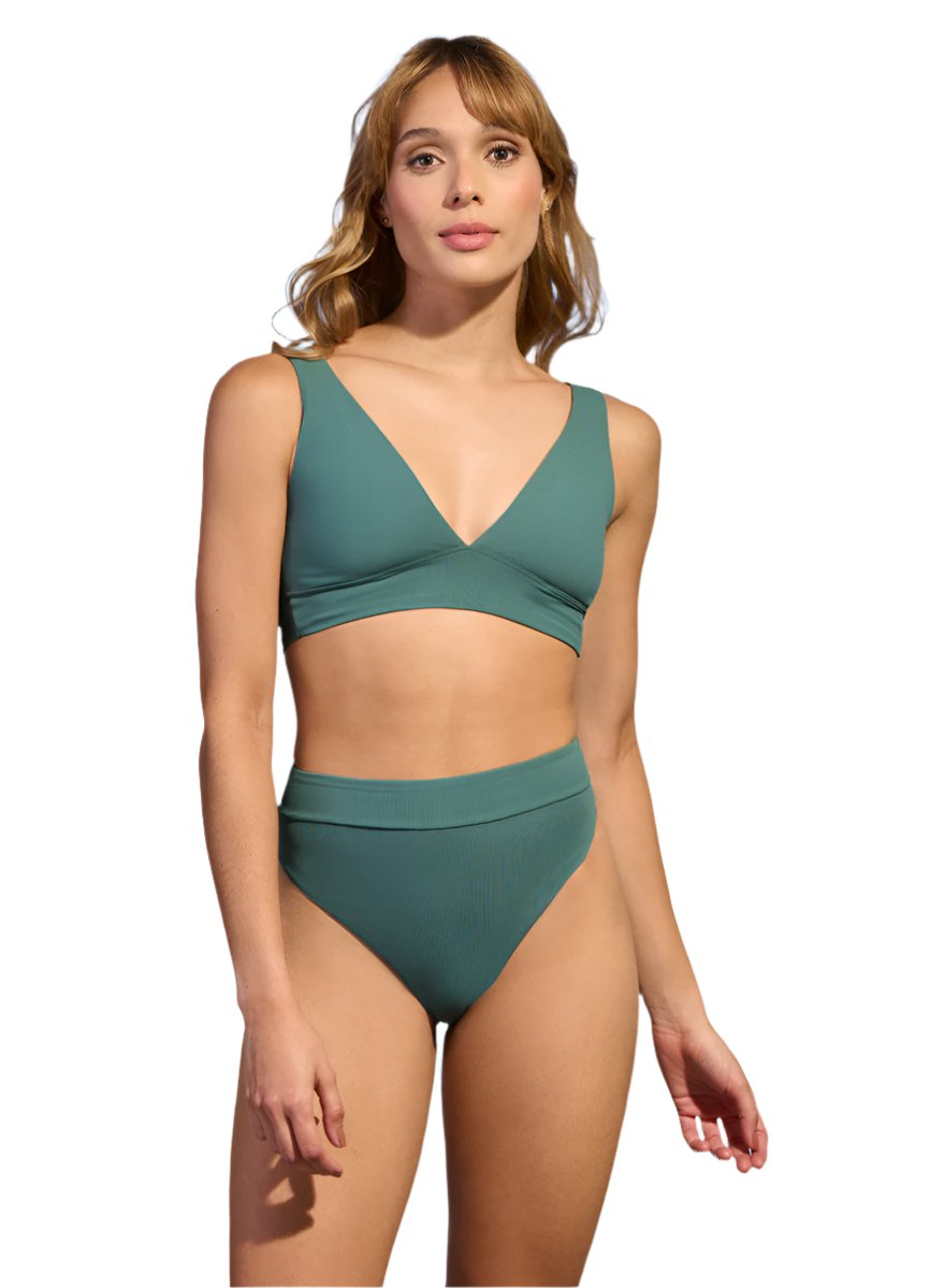 Maaji Suzy Q High Rise/High Leg Bikini Bottom Dark Green XL