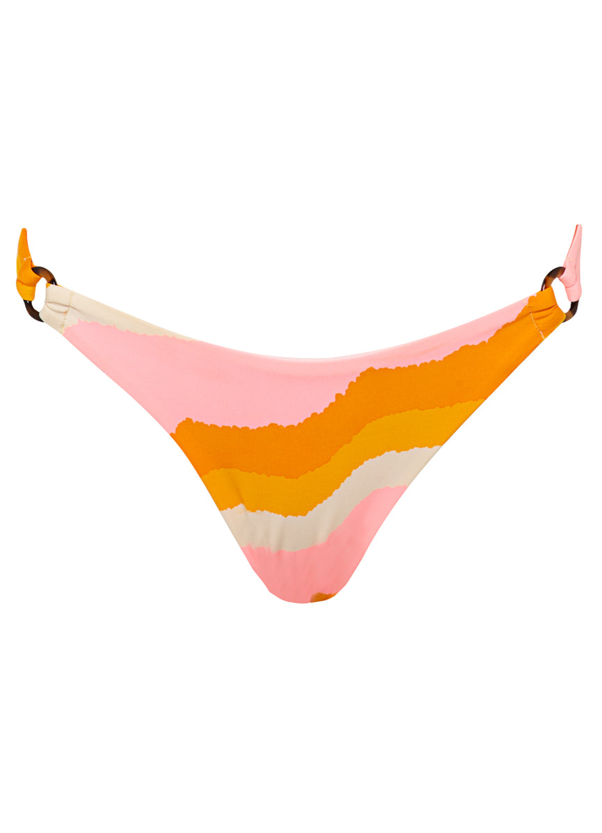 Maaji Paradiso Waves Sublimiring Regular Rise Classic Bikini Bottom Pink SM