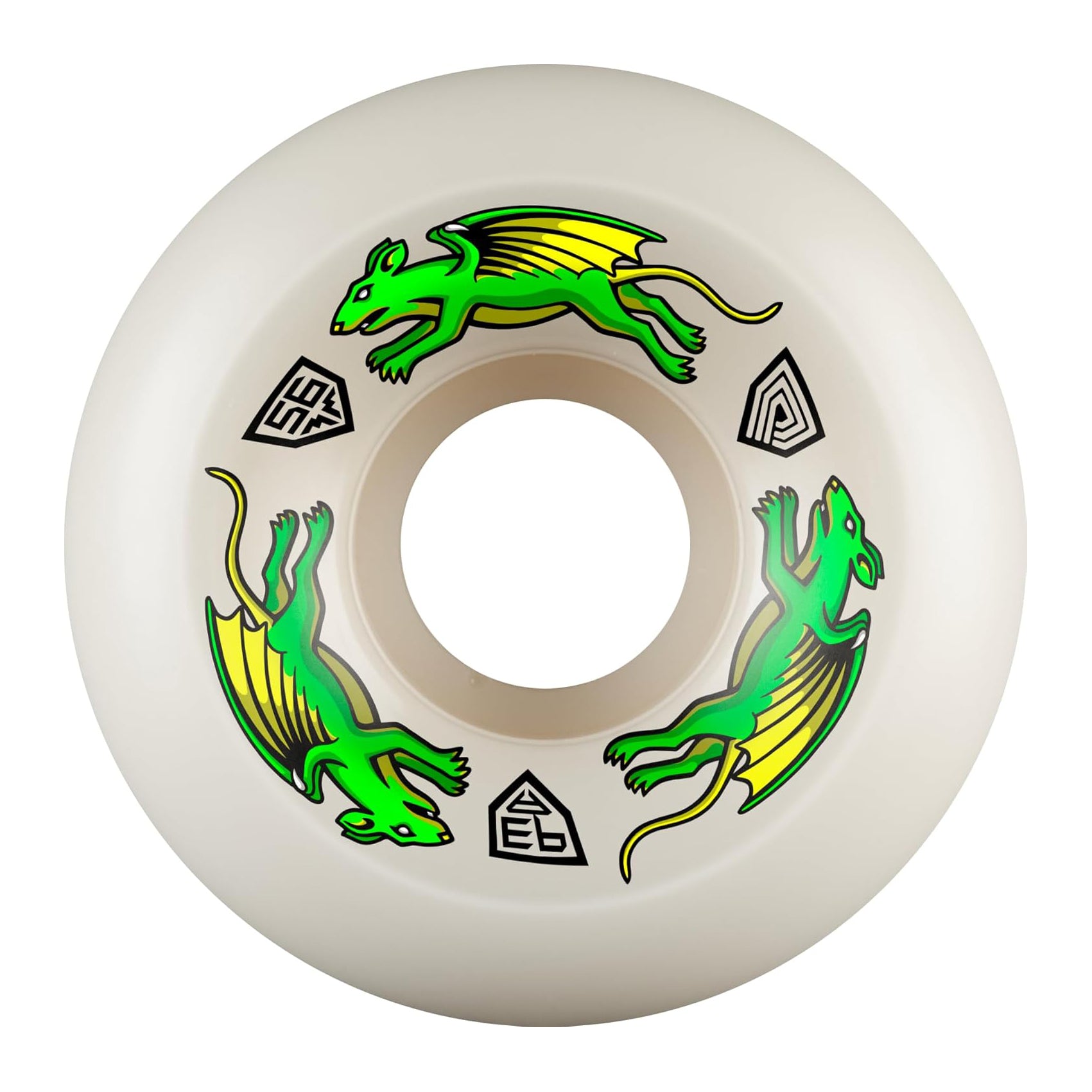 Powell Peralta Dragon Formula 93A Nano Rat Skateboard Wheels White 56x36 V6
