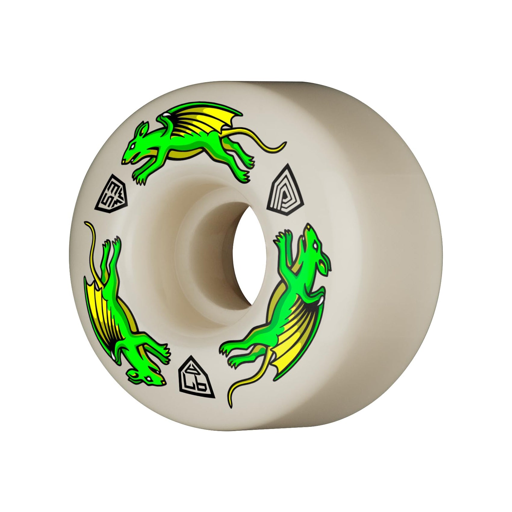 Powell Peralta Dragon Formula 97A Nano Rat Skateboard Wheels White 53x34 V4