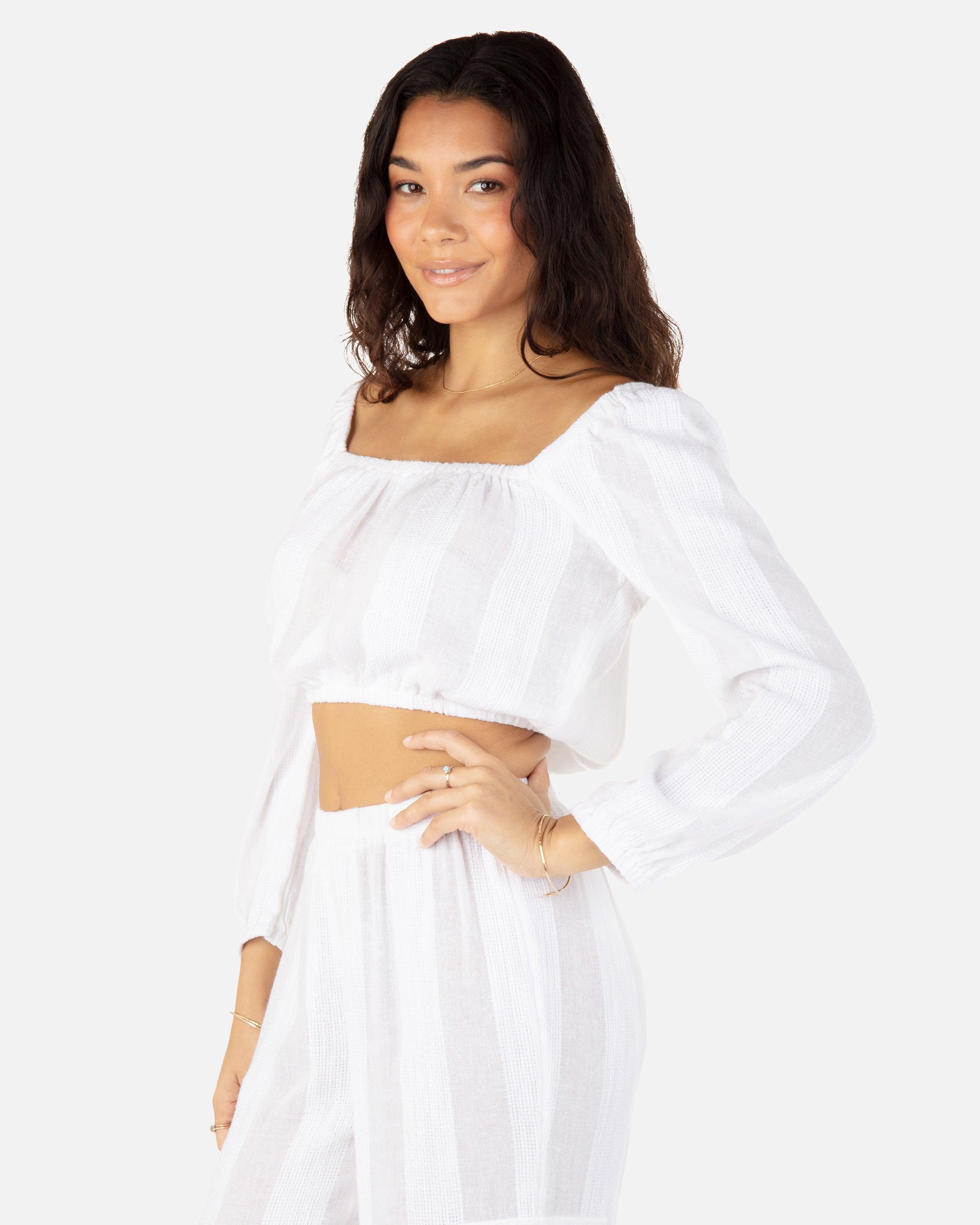 Hurley Stripe Gauze LS Top White M