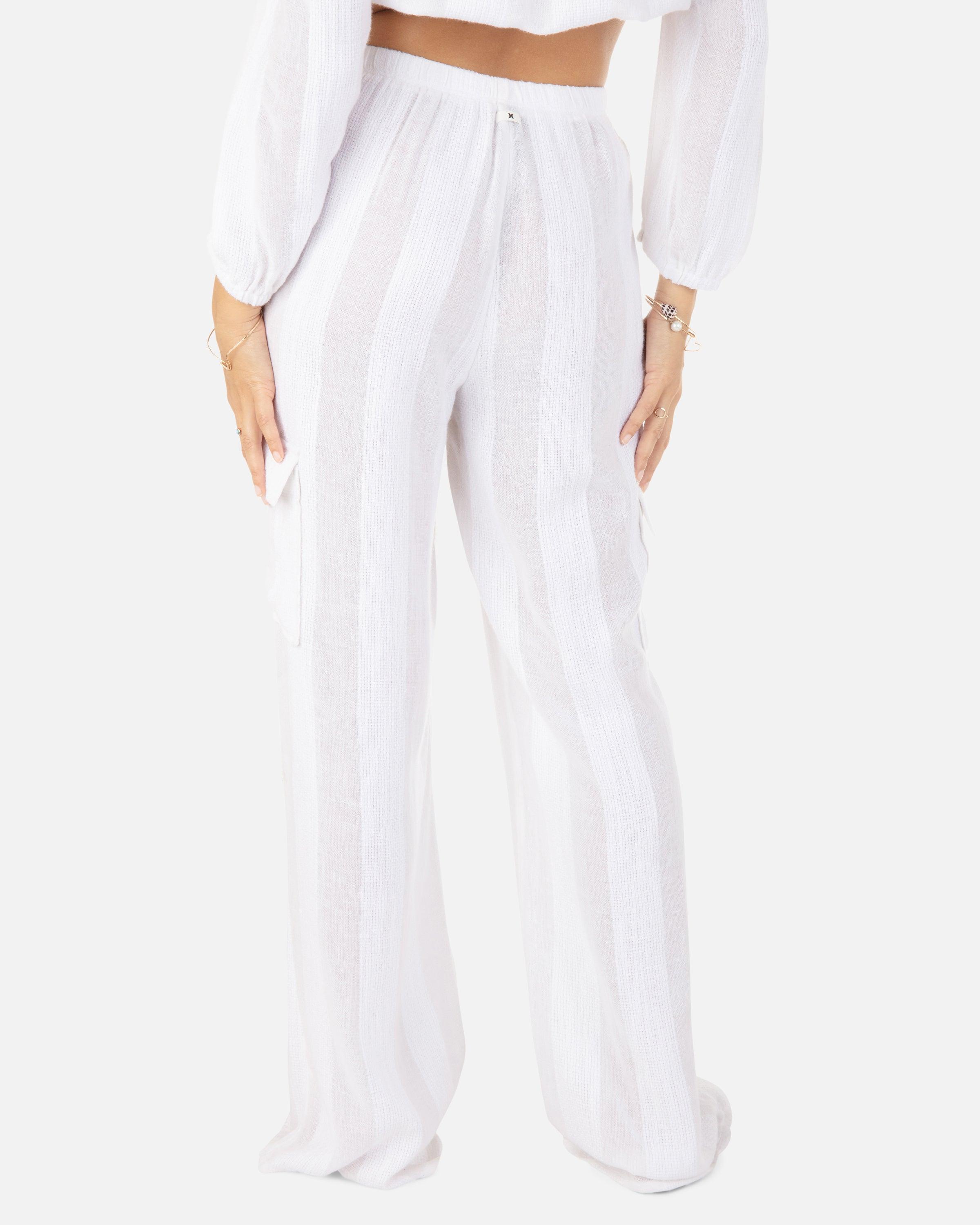 Hurley Stripe Gauze Cargo Beach Pant White L