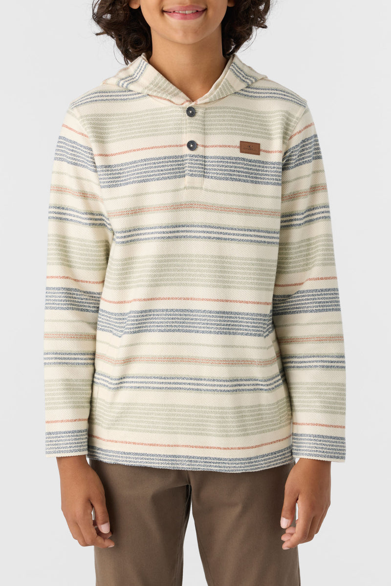 O'NEILL BOY'S BAVARO STRIPE PONCHO FLEECE PULLOVER CRM-Cream L