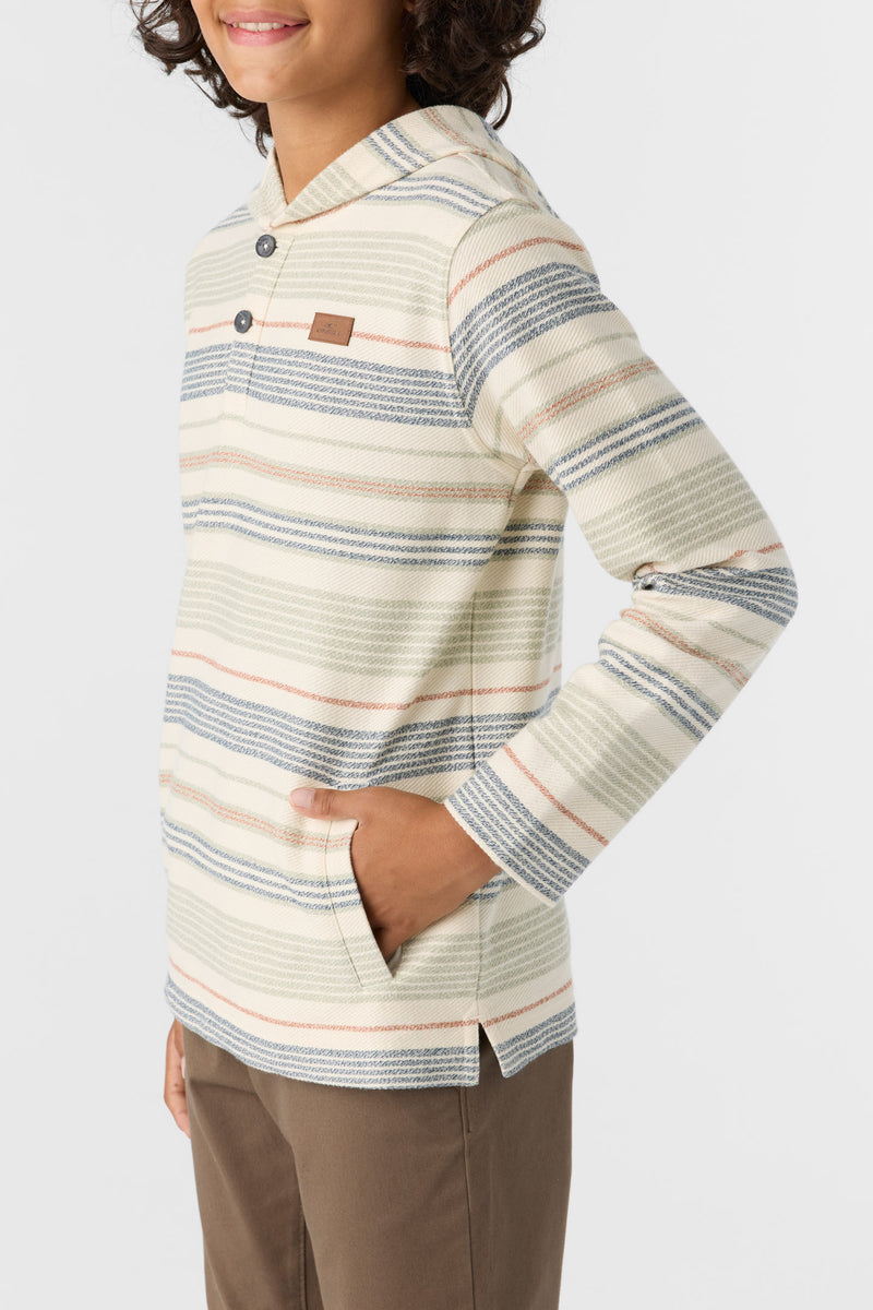 O'NEILL BOY'S BAVARO STRIPE PONCHO FLEECE PULLOVER CRM-Cream M