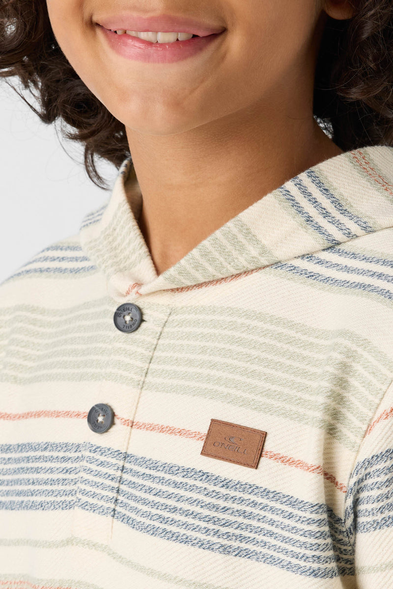 O'NEILL BOY'S BAVARO STRIPE PONCHO FLEECE PULLOVER CRM-Cream S