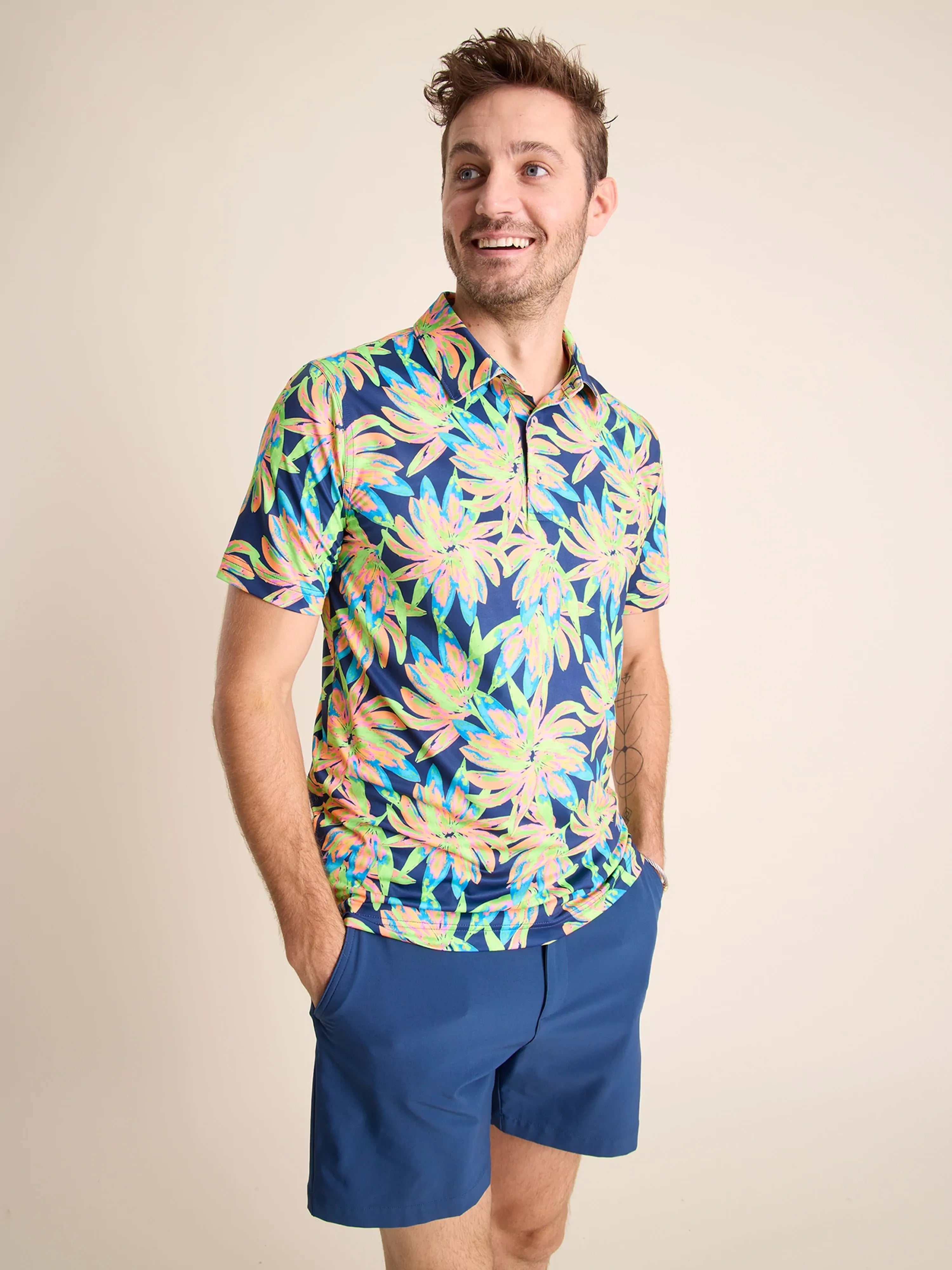 Chubbies Performance Polo 2.0 TheOceanFlower M
