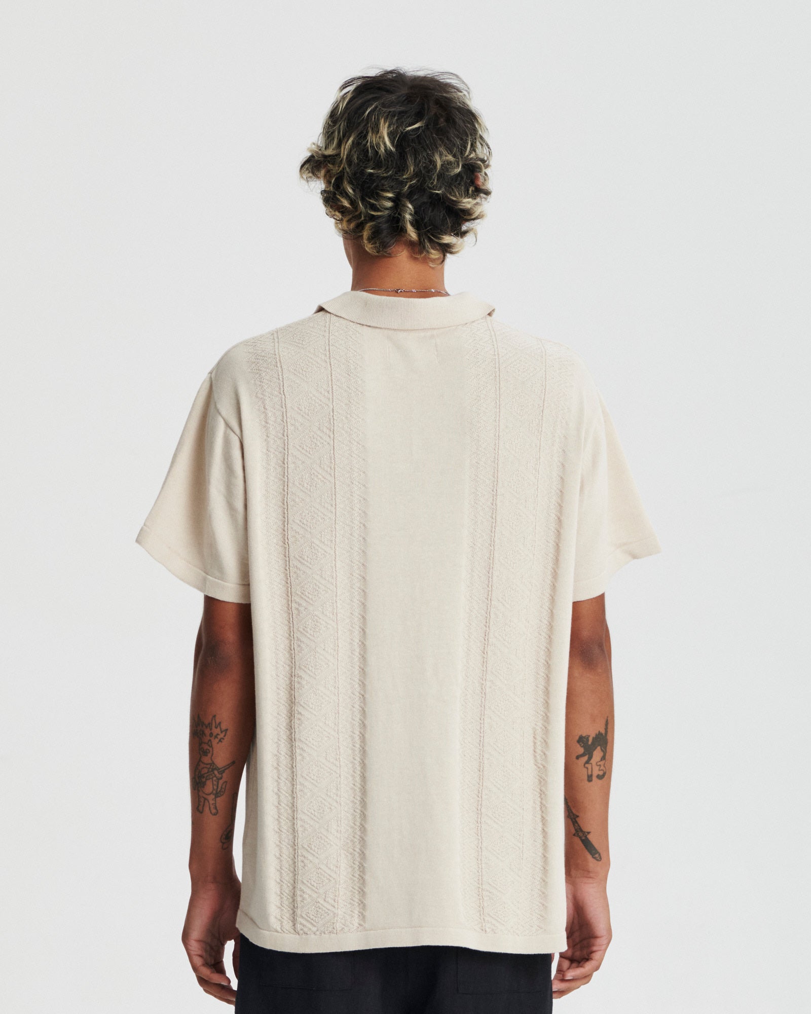 The Critical Slide Society Trader Knit Shirt ECRU M