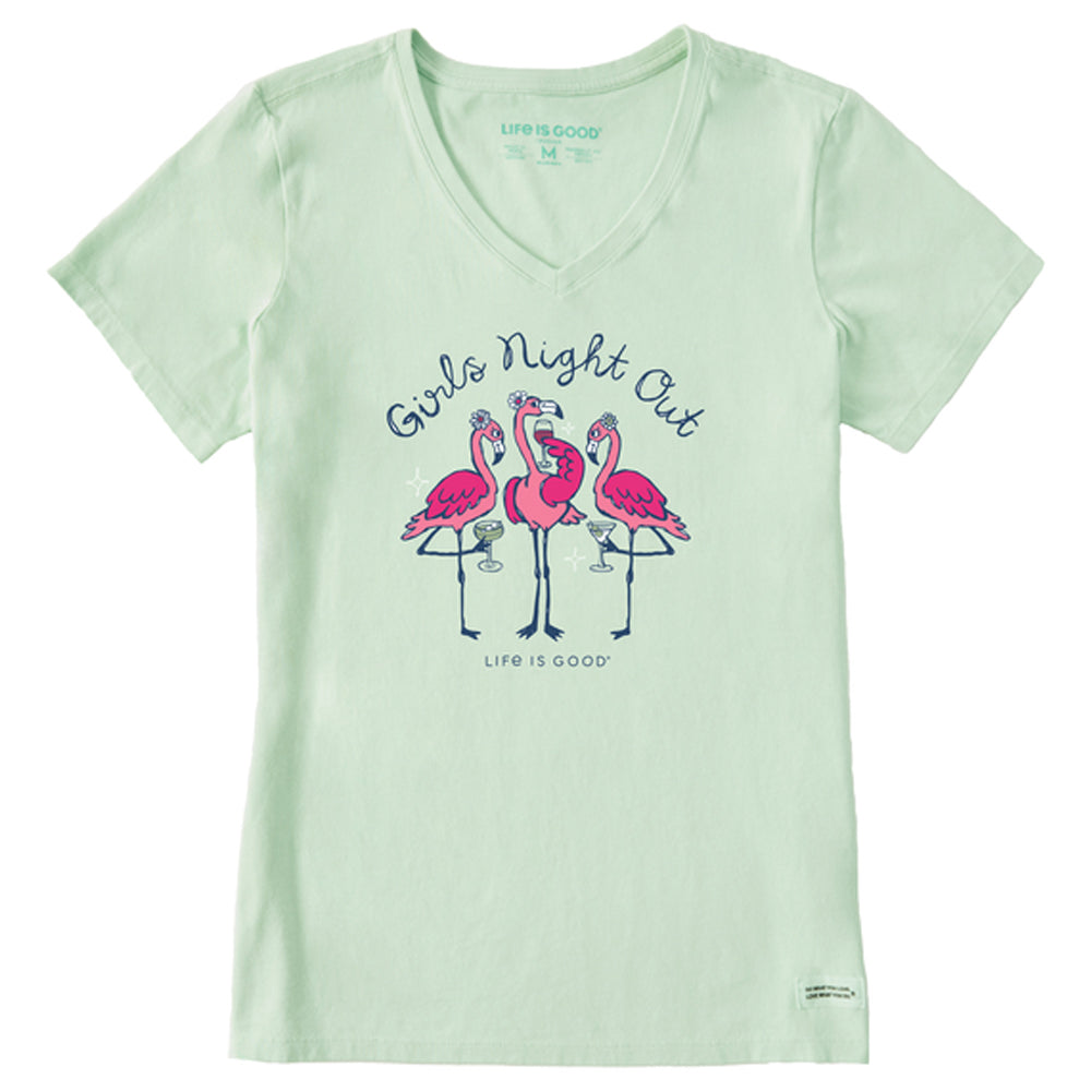 Life is Good Womens Crusher Vee Girls Night Out SS Tee SagGrn XS