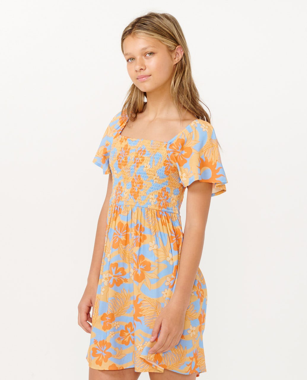 Rip Curl Sun Sol Shirred Dress 0030-Orange 12