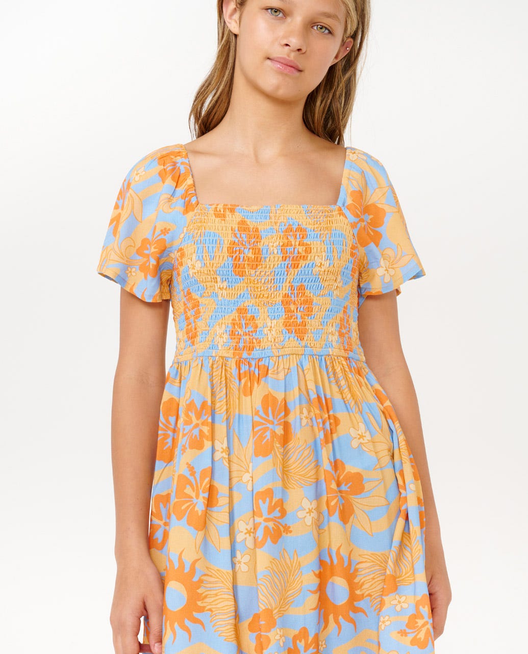 Rip Curl Sun Sol Shirred Dress 0030-Orange 8