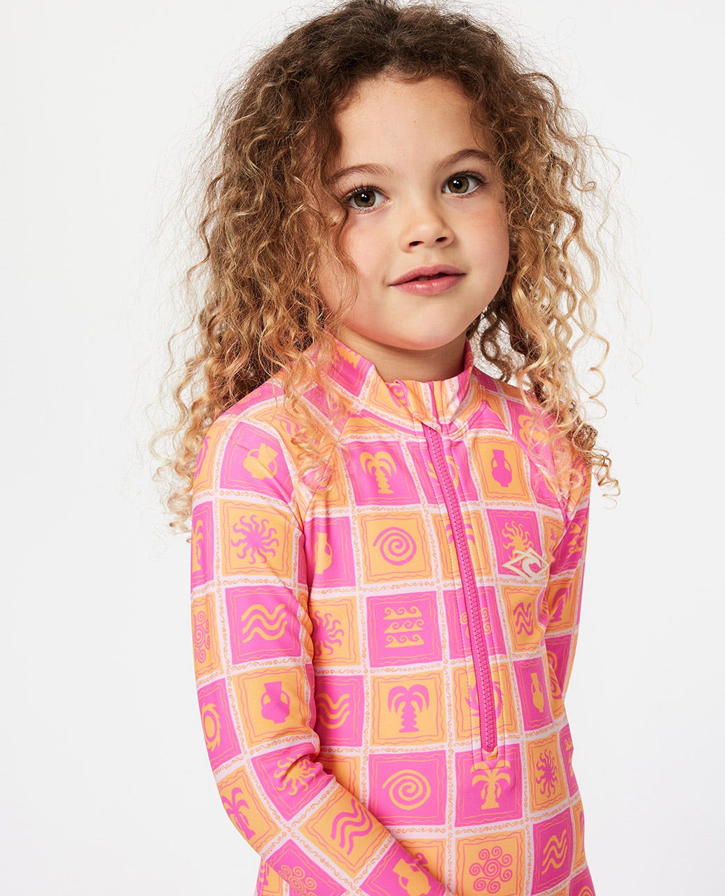 RIP CURL SUN UPF LS SURFSUIT - GIRL 4067-Bright Pink 5-6