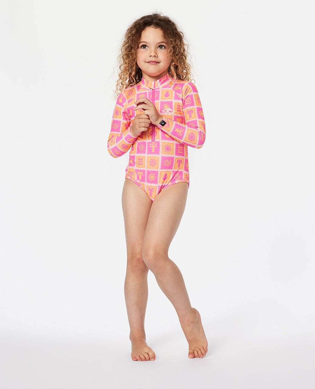 RIP CURL SUN UPF LS SURFSUIT - GIRL 4067-Bright Pink 5-6
