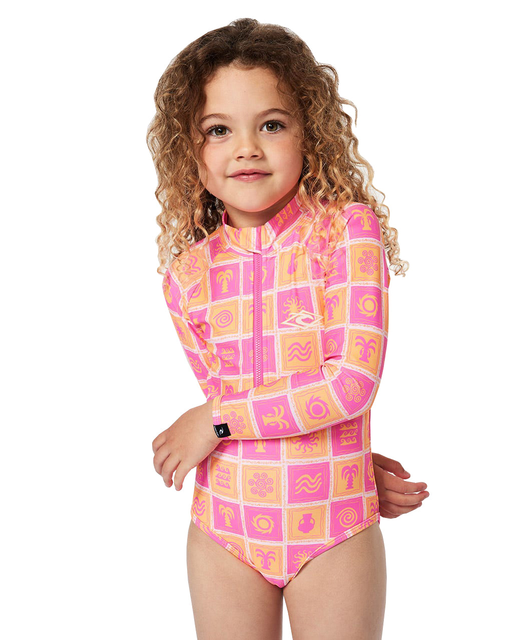 RIP CURL SUN UPF LS SURFSUIT - GIRL 4067-Bright Pink 5-6