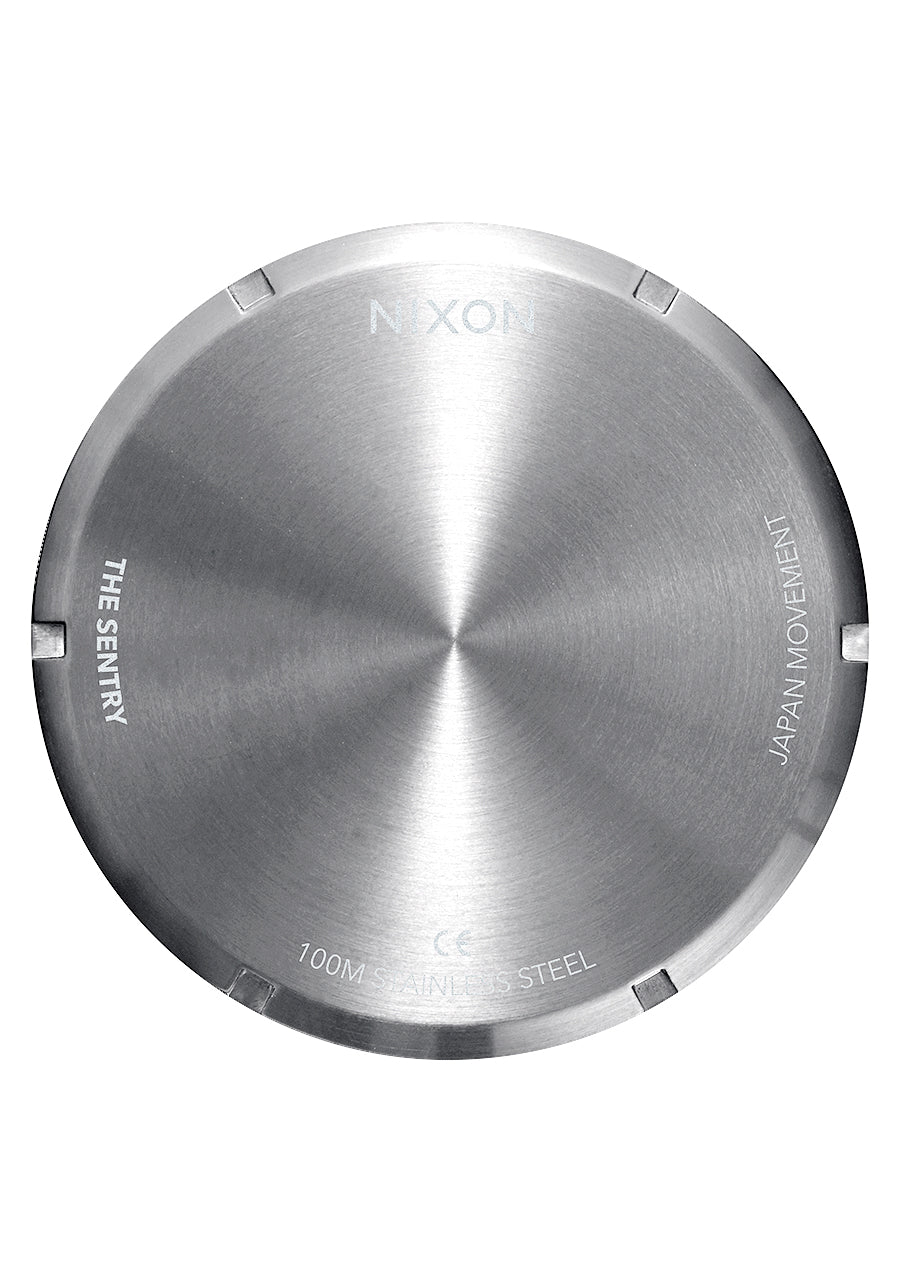 Nixon The Sentry Chrono Leather Watch 5267-Chrome-Cloud Sunray-Black