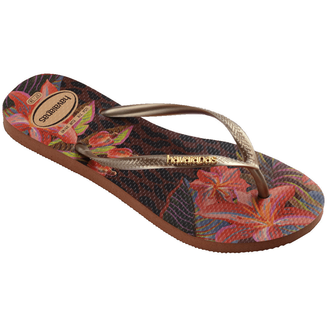 Havaianas Slim Animal Floral Fusion Womens Sandals 1976-Rust 9