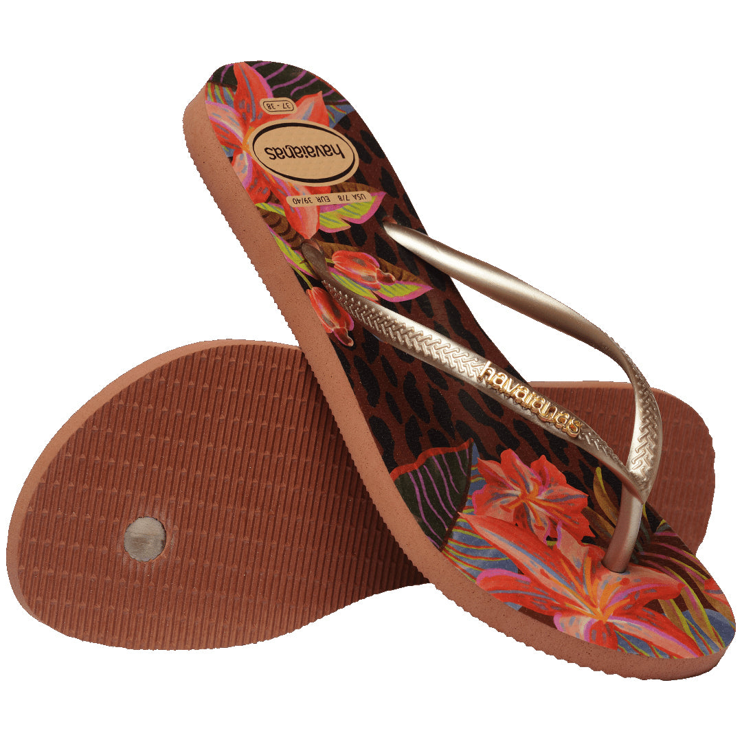 Havaianas Slim Animal Floral Fusion Womens Sandals 1976-Rust 9