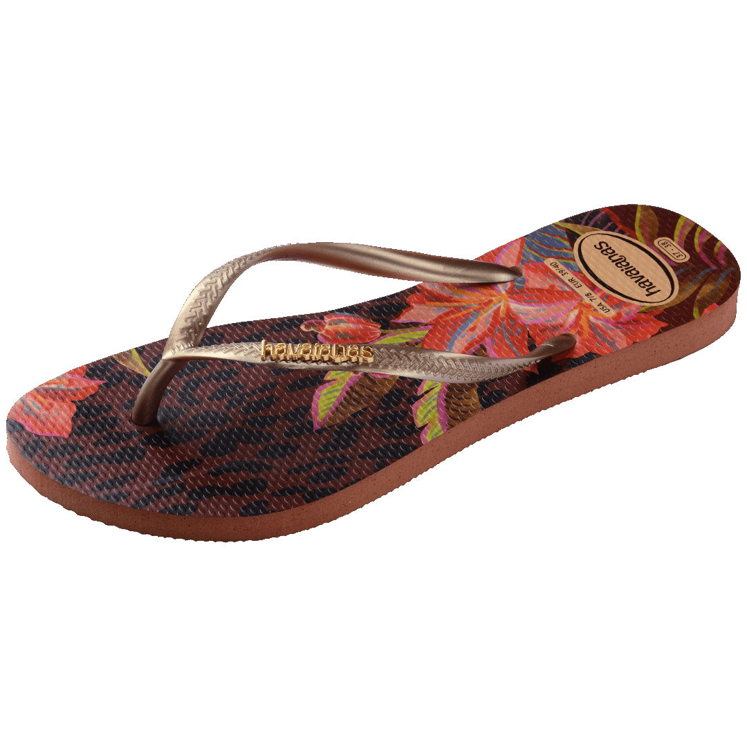 Havaianas Slim Animal Floral Fusion Womens Sandals 1976-Rust 9