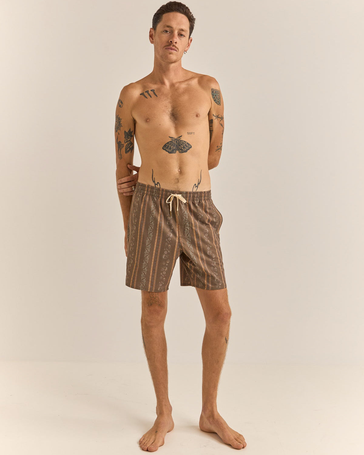 Rhythm Paisley Stripe Beach Short TOB-TOBACCO 36