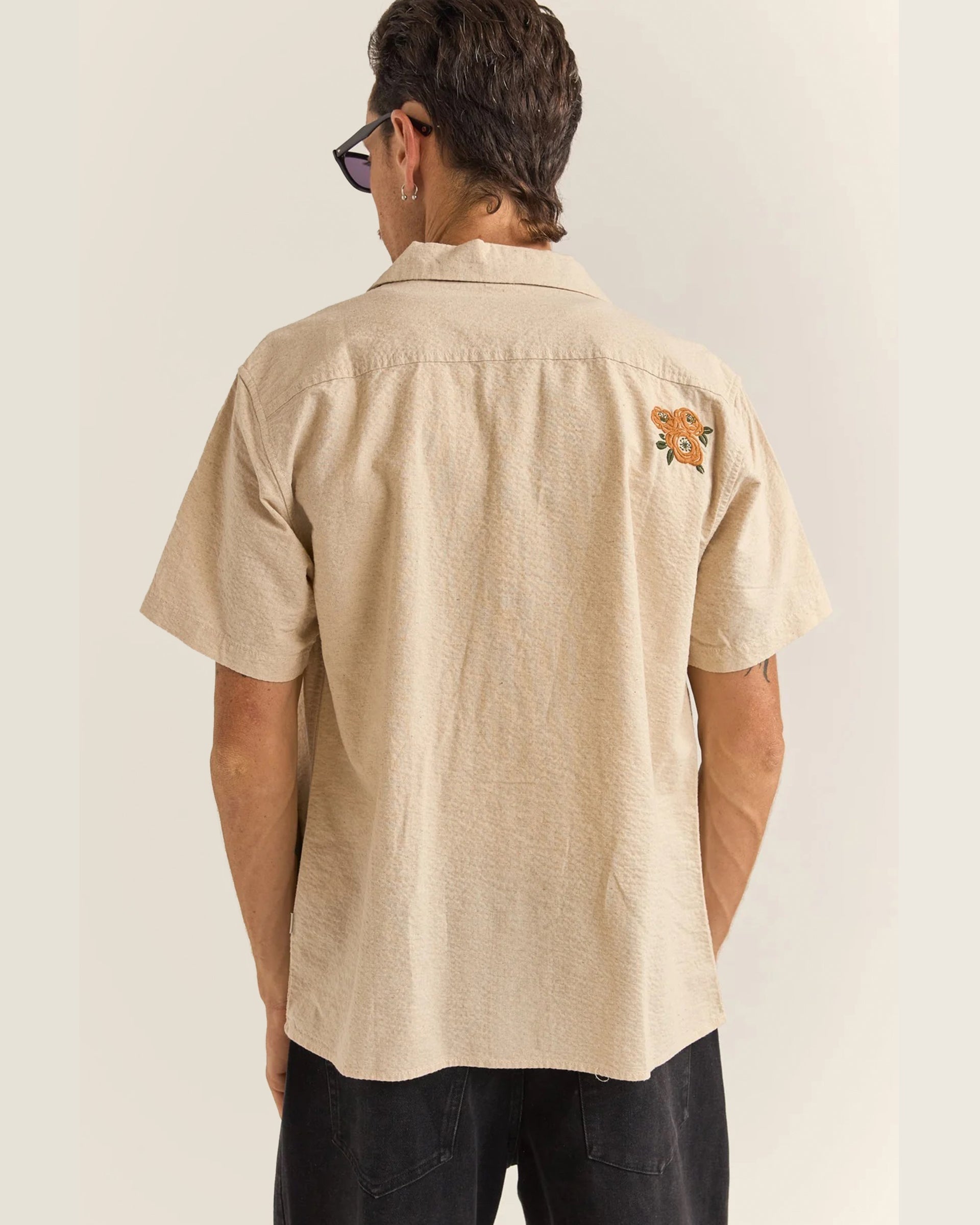 Rhythm Embroidered Seersucker SS Shirt NAT-NATURAL 3L