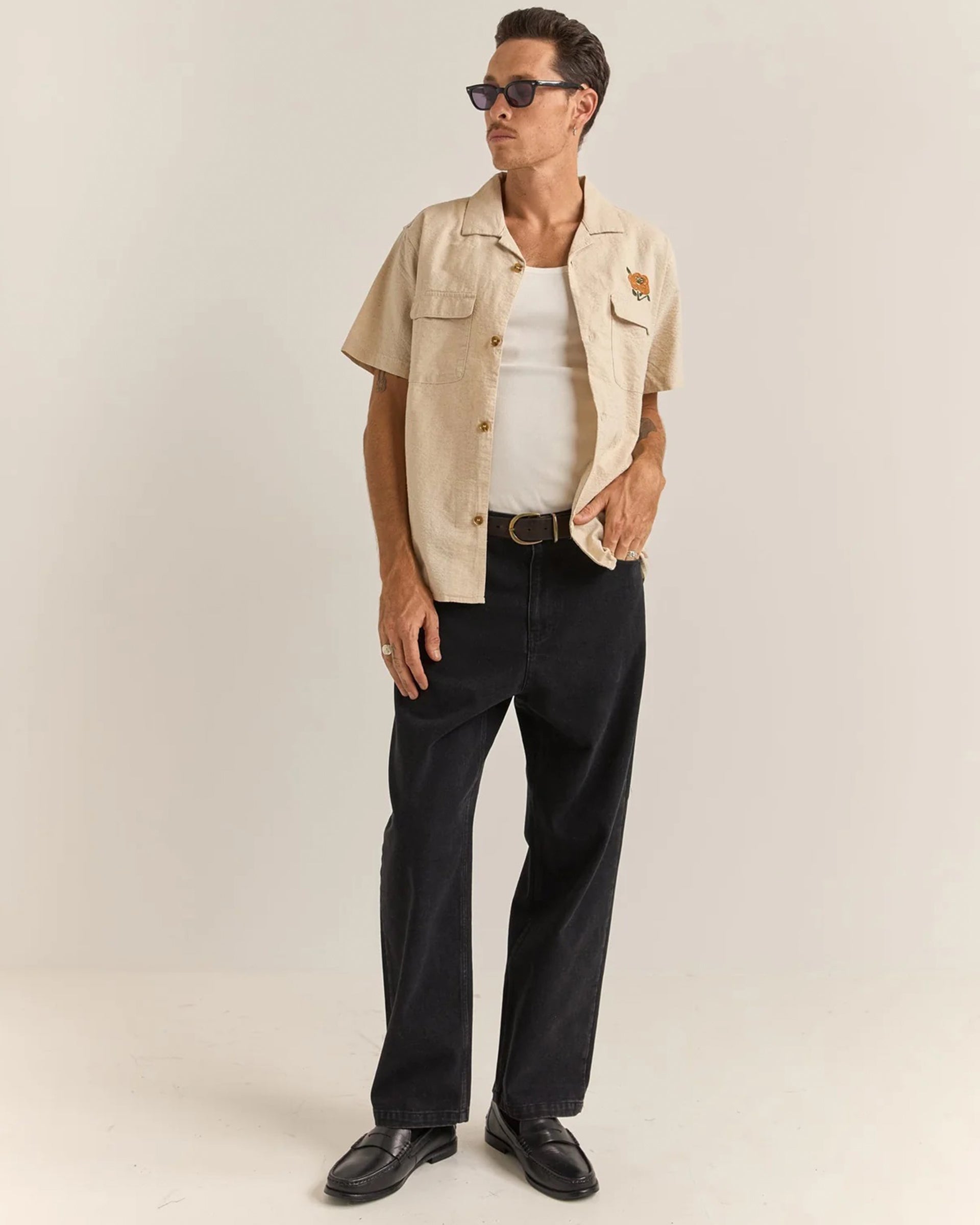 Rhythm Embroidered Seersucker SS Shirt NAT-NATURAL 3L