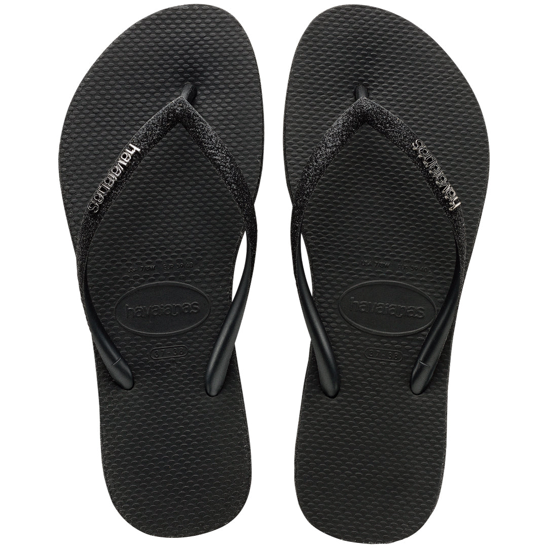 Havaianas Slim Sparkle Me Womens Sandals 0090-Black 9