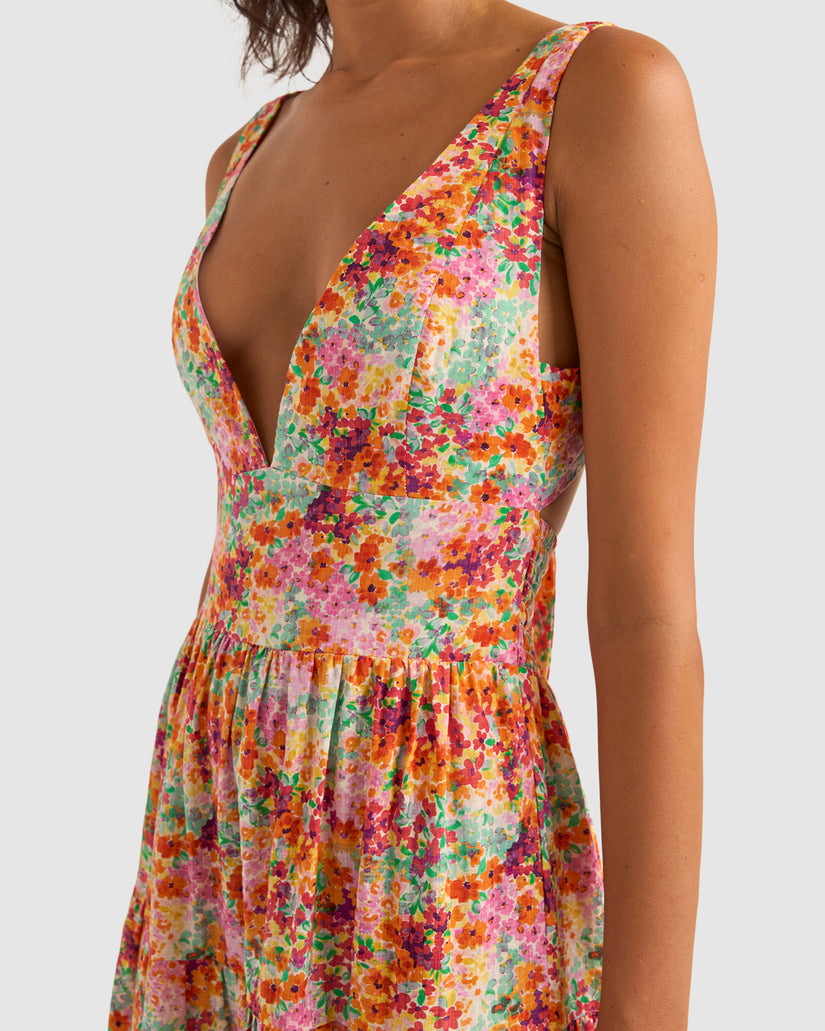 Rhythm Sierra Floral Tiered Maxi Dress ORA-ORANGE 2S