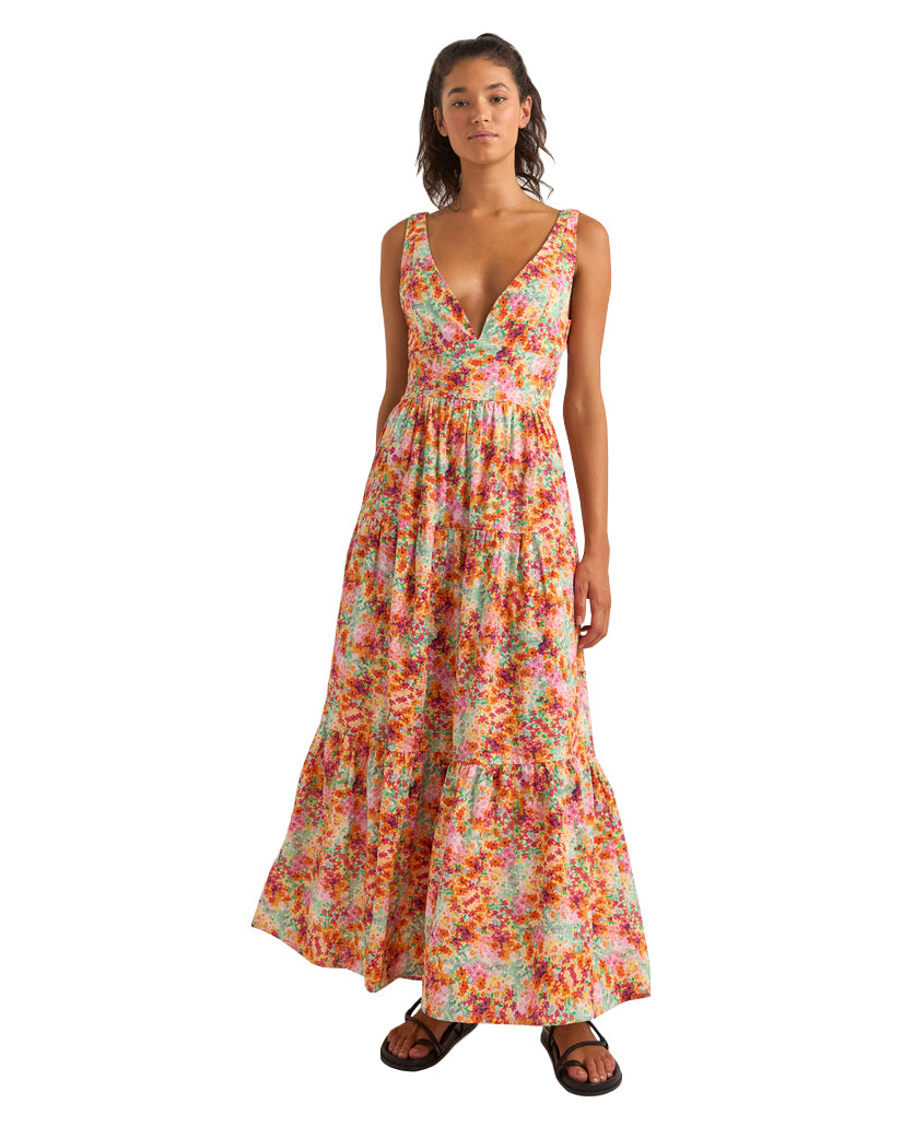 Rhythm Sierra Floral Tiered Maxi Dress ORA-ORANGE 2S