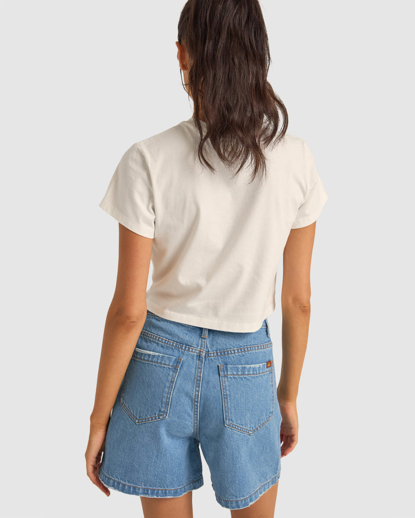 Rhythm Daisy Crop Crew Tee WHT-WHITE 4L