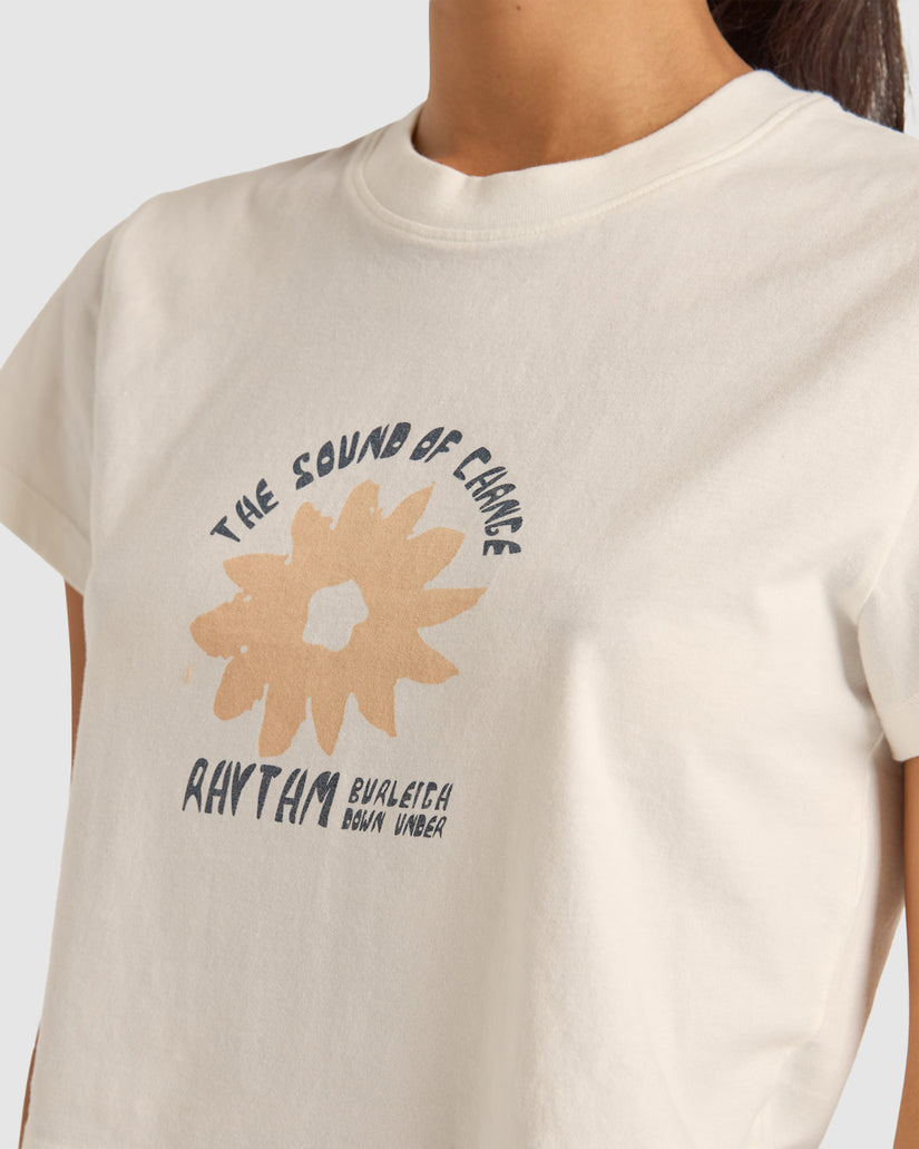 Rhythm Daisy Crop Crew Tee WHT-WHITE 1XS