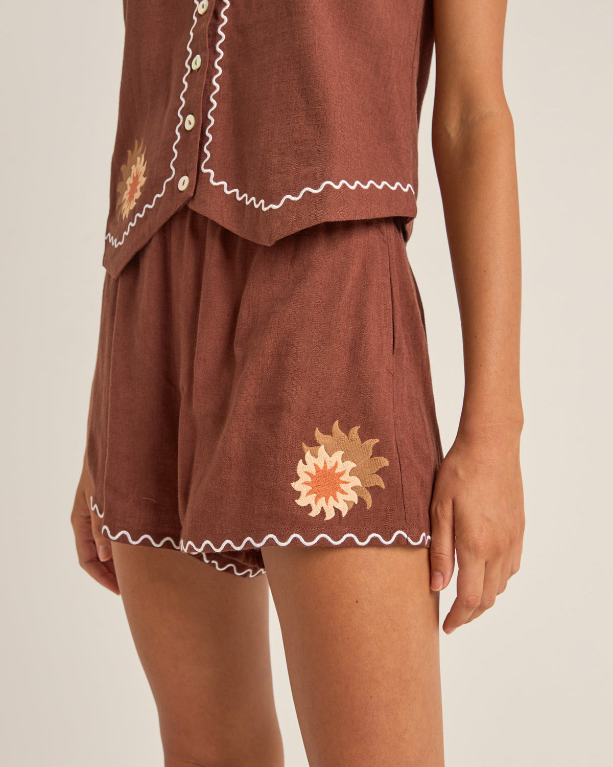 Rhythm Solis Embroidered Shorts CHO-CHOCOLATE 08