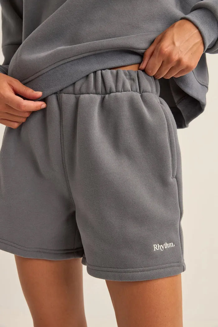 Rhythm Logo Fleece Shorts CHA-CHARCOAL 2S
