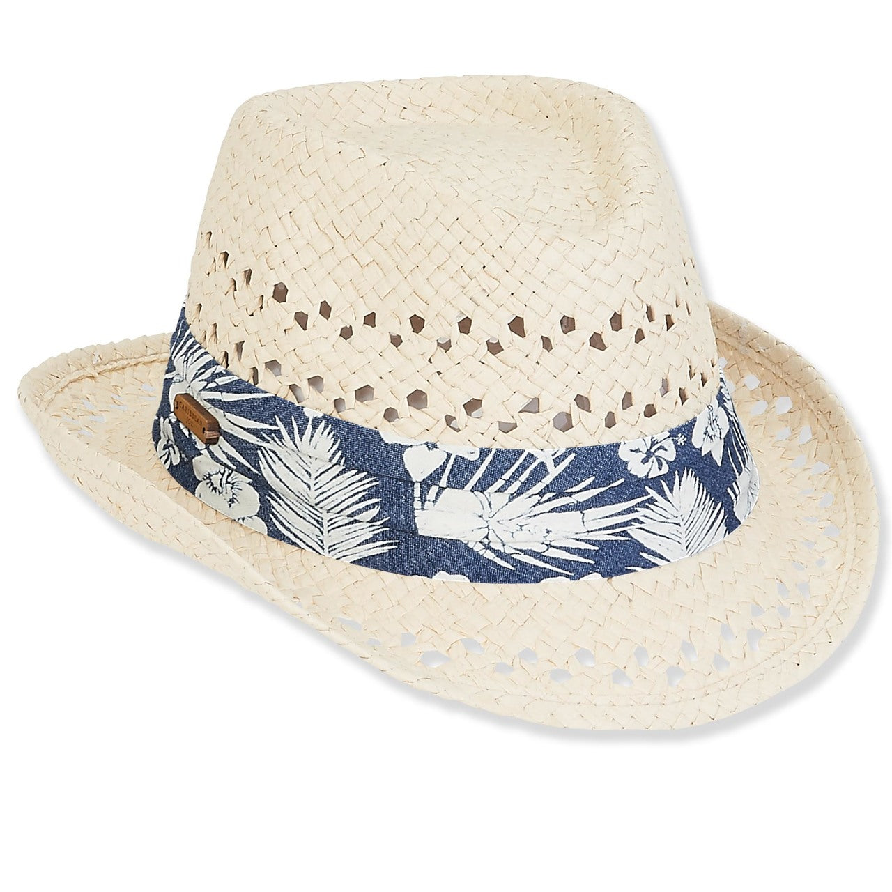 Sun N' Sand Paper Straw Fedora Brim 2 Natural A
