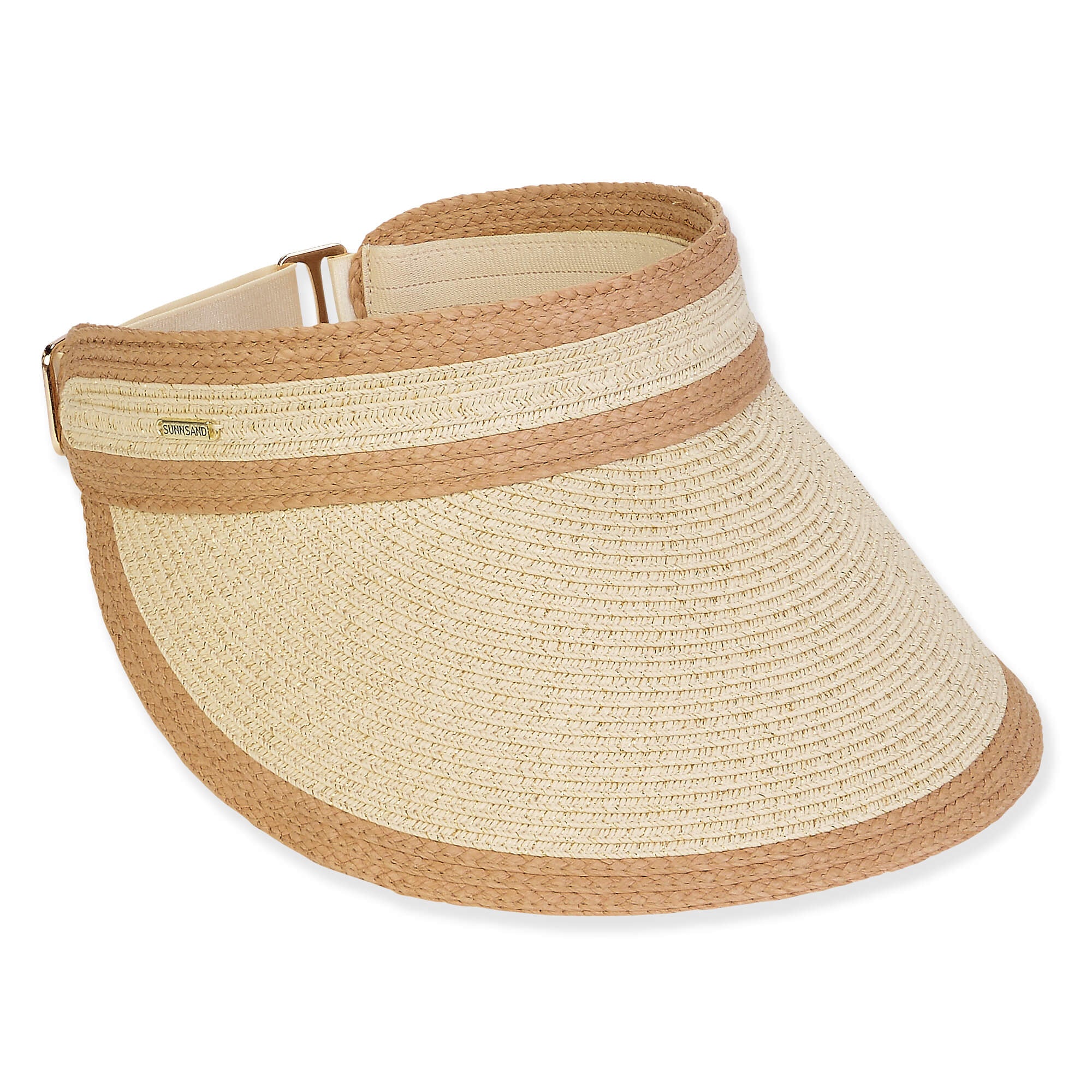 Sun N Sand Paperbraid Metallic Visor Brim 4.5" Beige OS