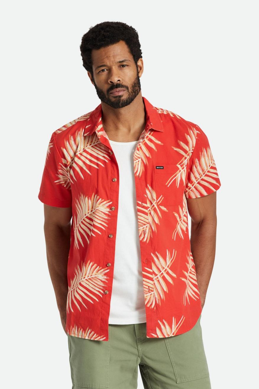 Brixton Charter Print SS Woven Aloha Red/Palm Leaf M