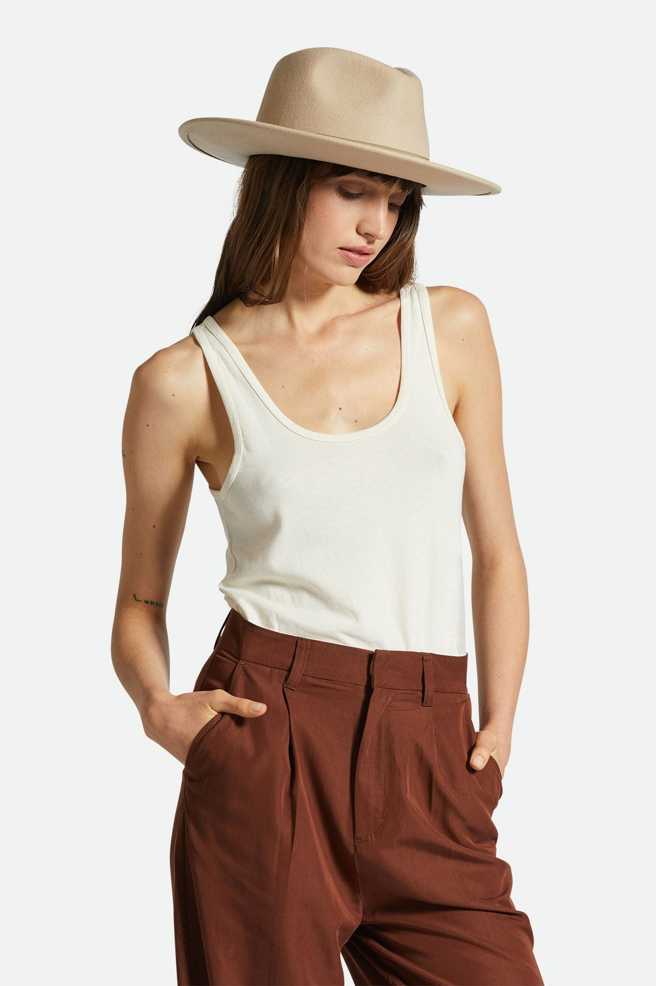 Brixton Carefree Organic GD Scoop Tank White Smoke XS