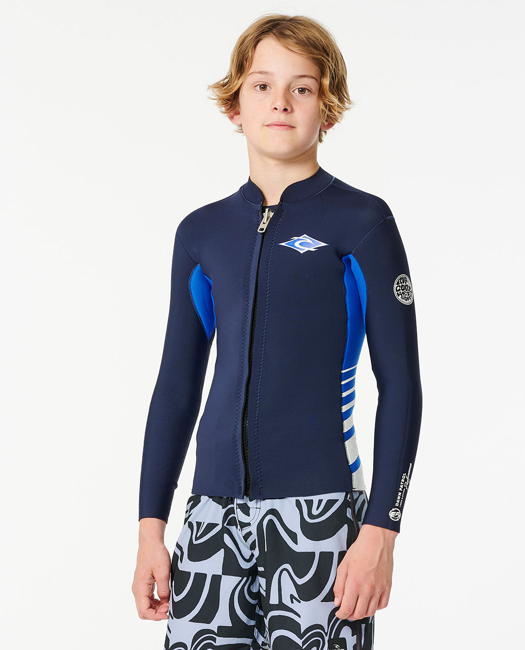 Rip Curl Dawn Patrol 1.5mm Front Zip LS Boys Wetsuit Jacket 0049-Navy 14
