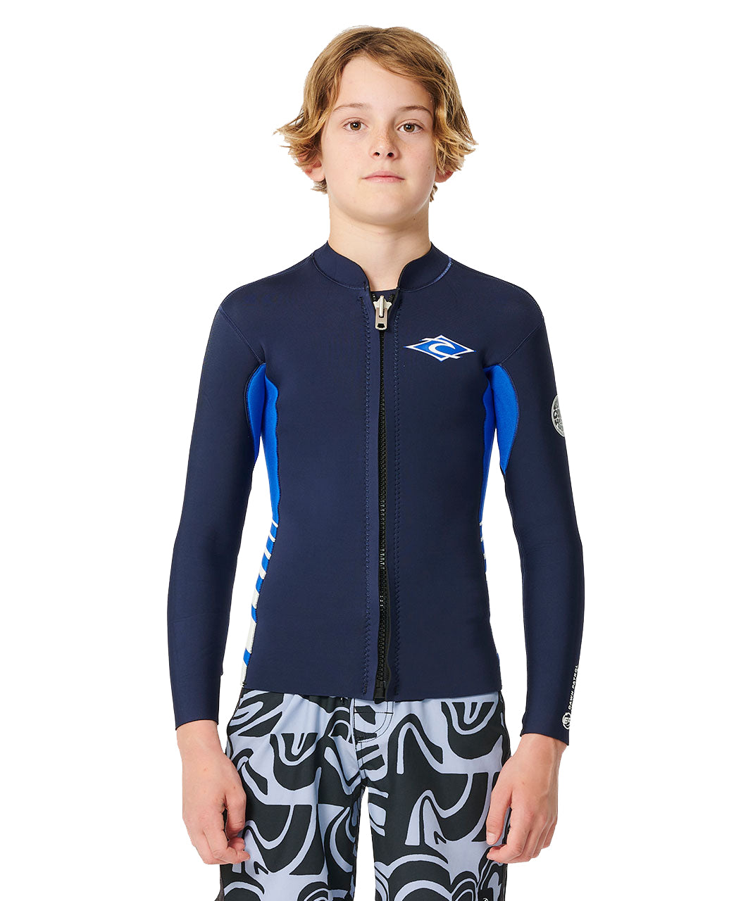 Rip Curl Dawn Patrol 1.5mm Front Zip LS Boys Wetsuit Jacket 0049-Navy 12