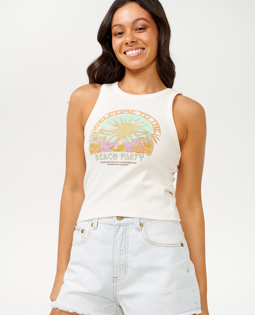 Rip Curl Tropicana Ribbed Tank 3021-Bone XS