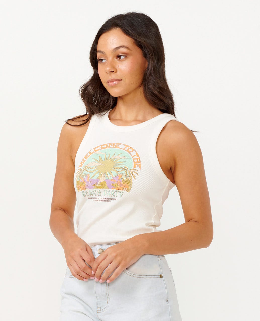 Rip Curl Tropicana Ribbed Tank 3021-Bone S