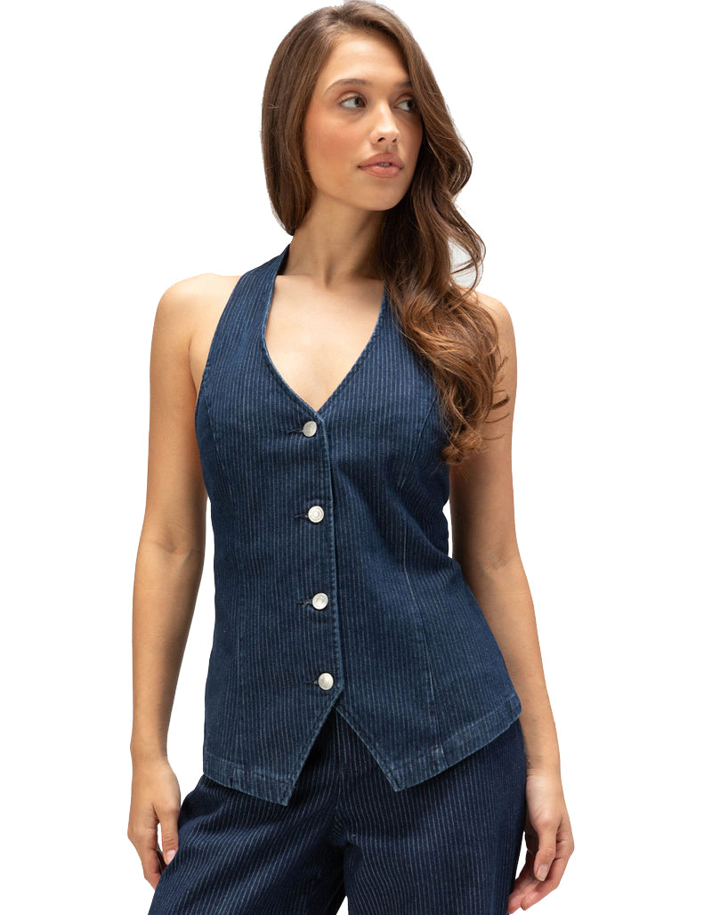 Rhythm Pinstripe Halter Vest