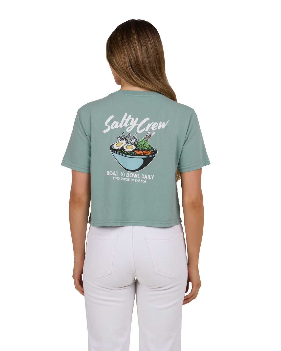 Salty Crew Fish Bowl Crop Tee Sage S