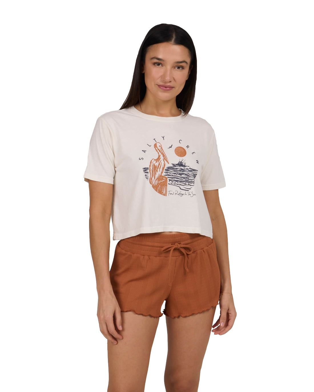 Salty Crew Ashore Cropped Tee OffWhite S